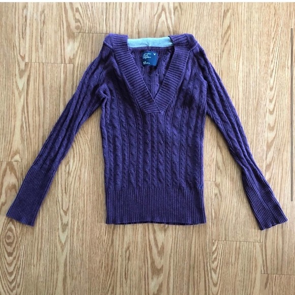 American Eagle Outfitters Sweaters - American Eagle Purple Hooded Sweater Y2k Style Womens Medium